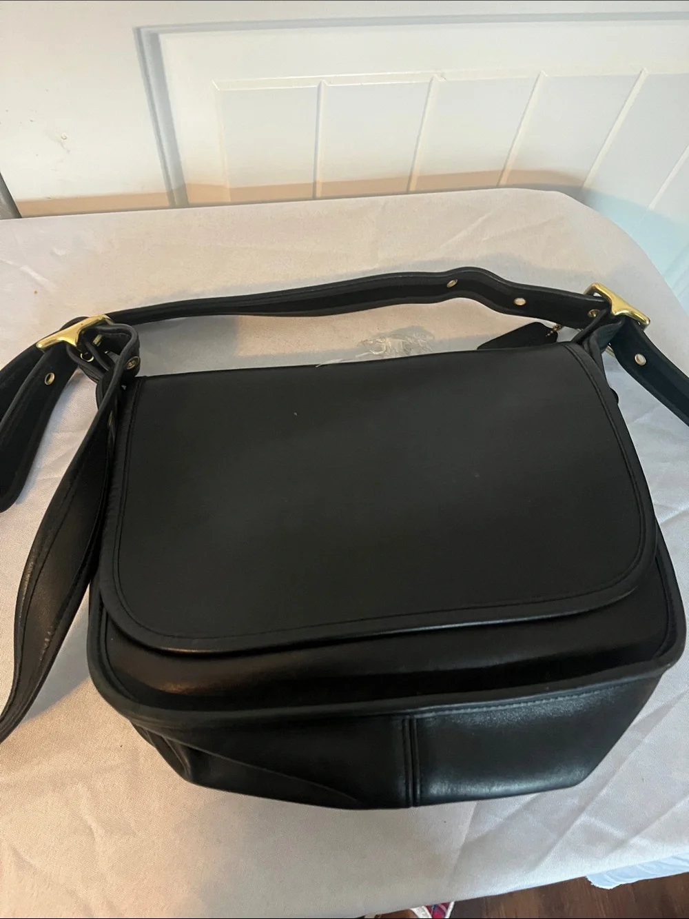 Coach Patricia  Black Leather Messenger Bag - Men's Crossbody